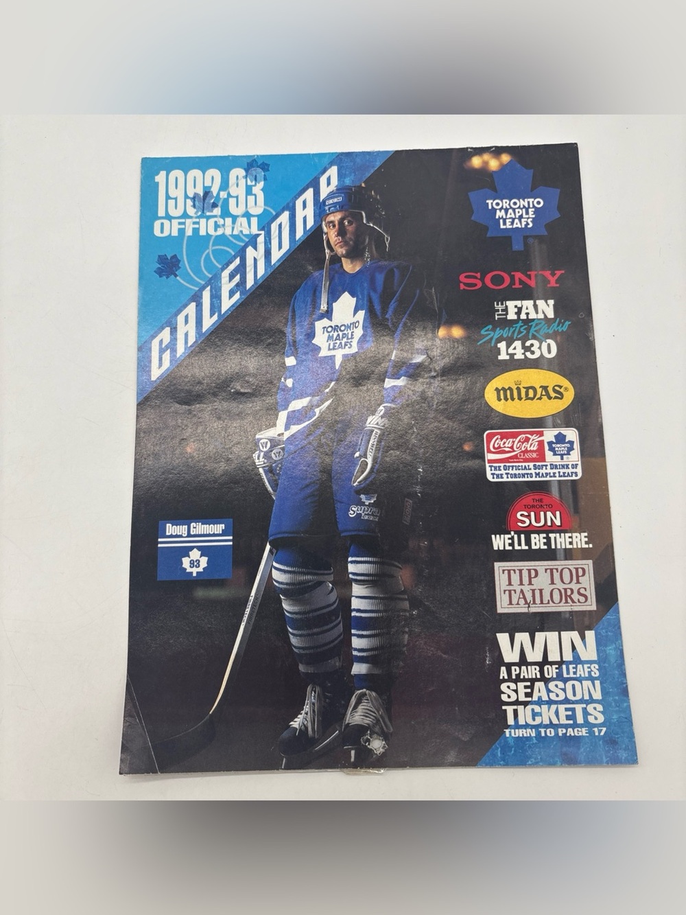 Vintage Toronto Maple Leafs Official Calendar 1992-1993